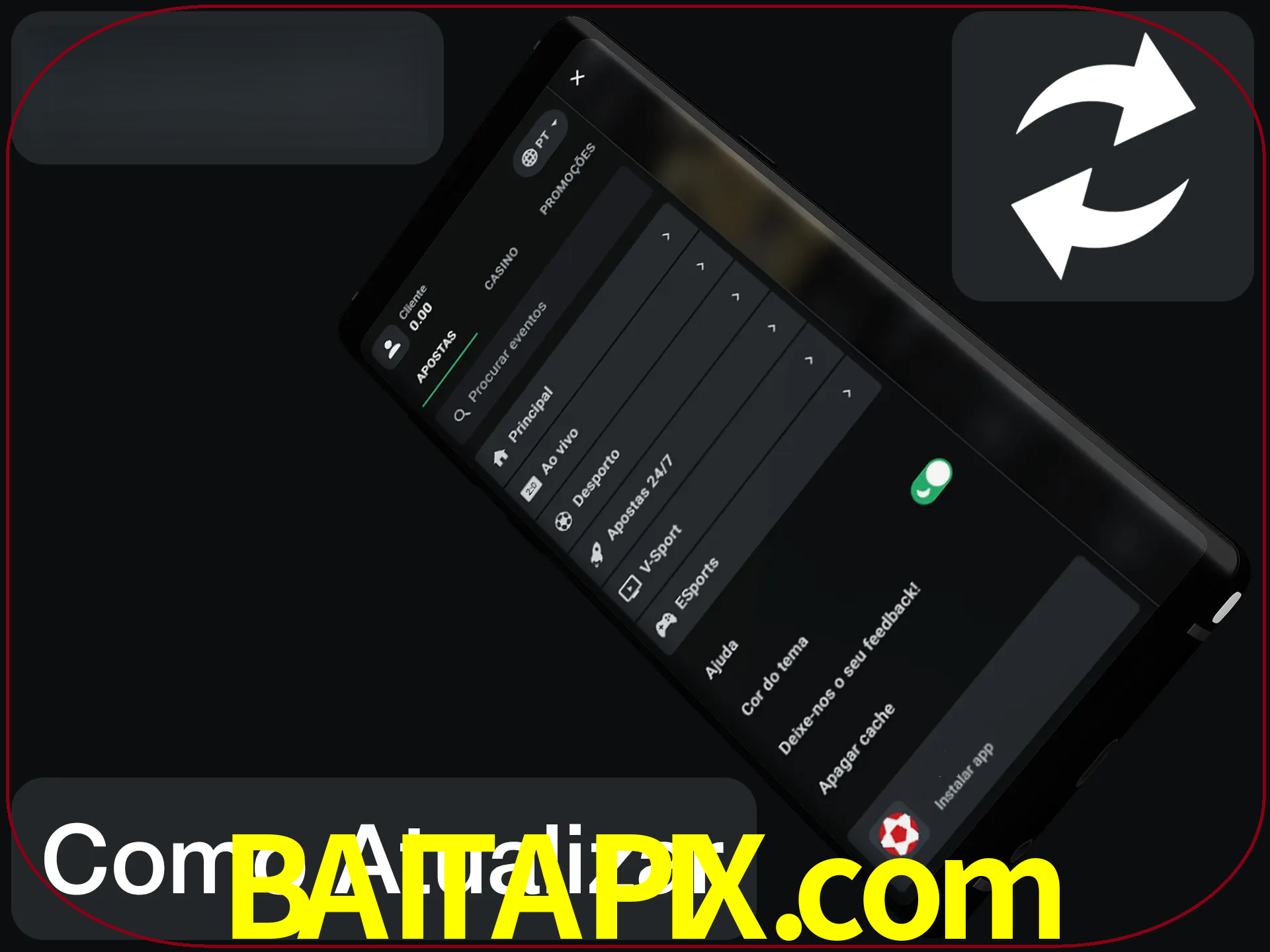 O aplicativo é atualizado automaticamente quando você faz o login.