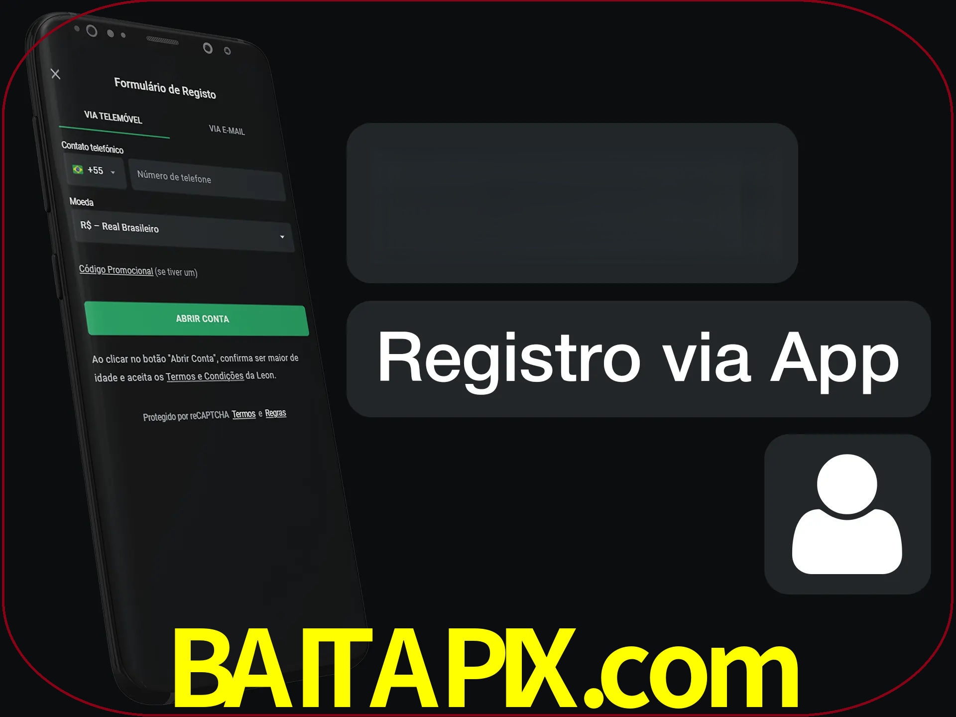 Registre-se com duas etapas usando o aplicativo.